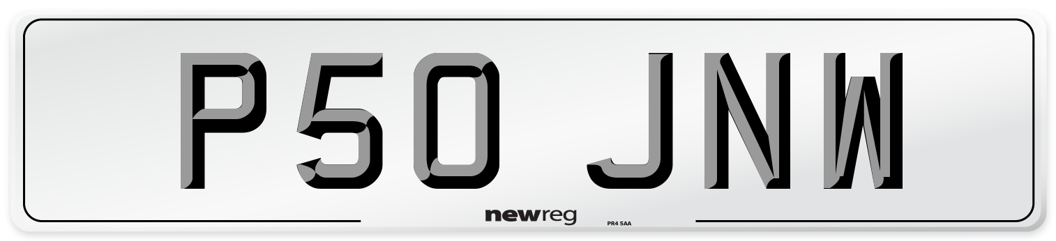 P50 JNW Number Plate from New Reg